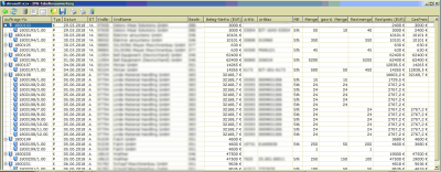 Der Ausdruck Liste der Abrufaufträge für Excel (Ausschnitt)