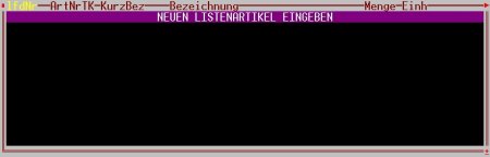 Die noch leere Stückliste Die noch leere Stückliste